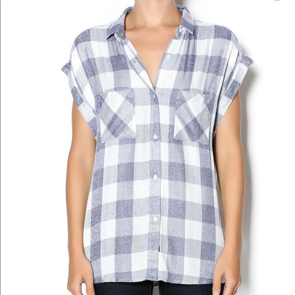 Rails Britt S/S Top in River/White Check - Picture 1 of 13